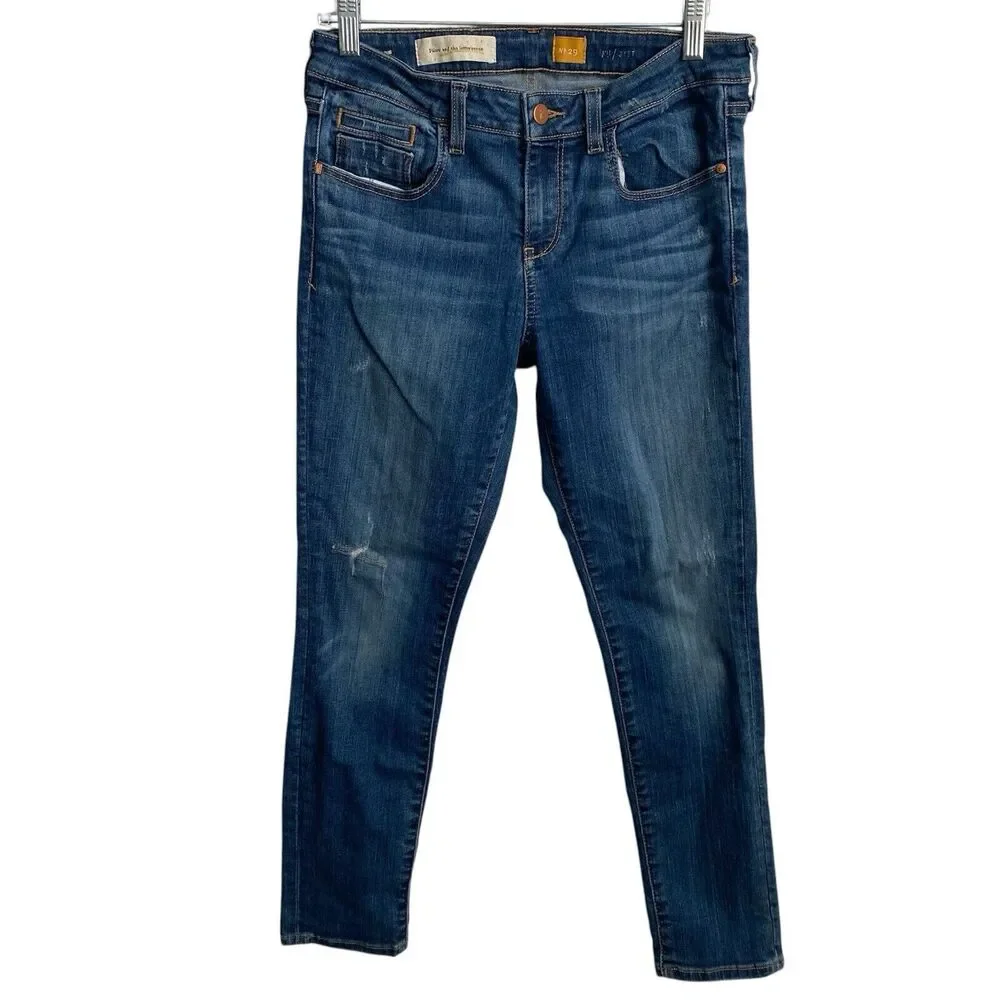 Pilcro And The Letterpress Jeans Womens 29 STET Dark Wash Mid-Rise‎ Regular Fit